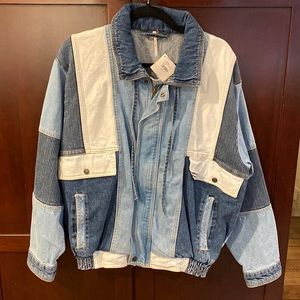 Free People Mixed Media Denim Jacket